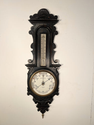 A Victorian Polished Oak Banjo Barometer Made By Mappin Brothers Of London c.1885