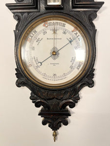 A Victorian Polished Oak Banjo Barometer Made By Mappin Brothers Of London c.1885