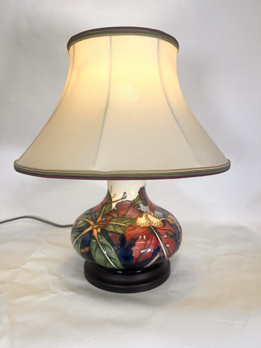 A Moorcroft Pottery Table Lamp Of Squat Baluster Form With Fantastic Colour