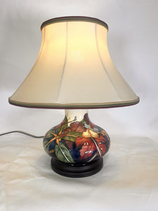 A Moorcroft Pottery Table Lamp Of Squat Baluster Form With Fantastic Colour