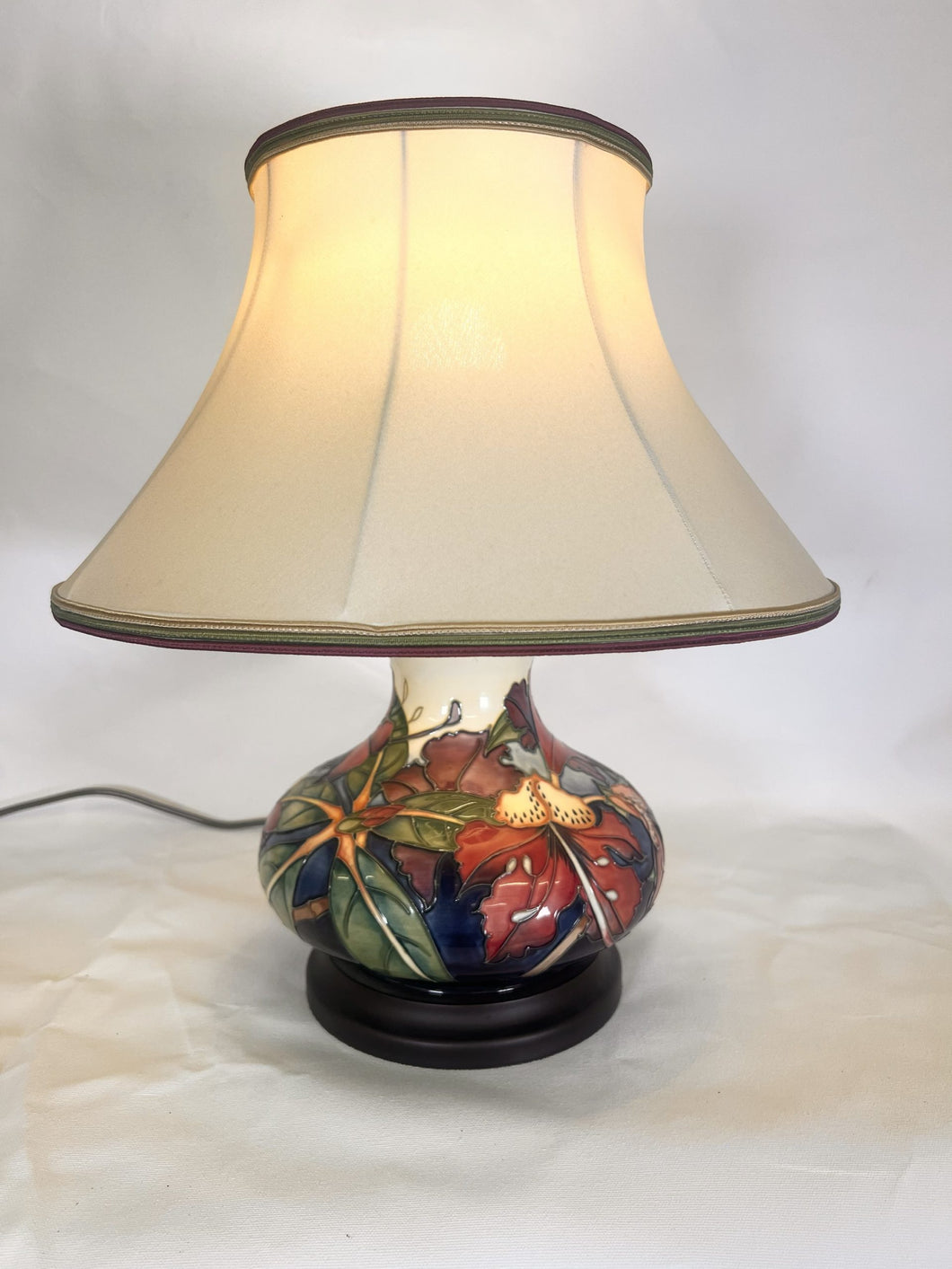 A Moorcroft Pottery Table Lamp Of Squat Baluster Form With Fantastic Colour
