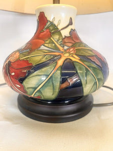 A Moorcroft Pottery Table Lamp Of Squat Baluster Form With Fantastic Colour