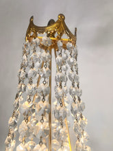 Load image into Gallery viewer, A Large Empire Style Table Lamp Made Of Chiselled Brass Covered With Octagonal Glass Chains