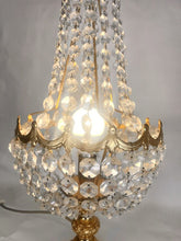 Load image into Gallery viewer, A Large Empire Style Table Lamp Made Of Chiselled Brass Covered With Octagonal Glass Chains