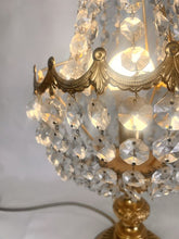 Load image into Gallery viewer, A Large Empire Style Table Lamp Made Of Chiselled Brass Covered With Octagonal Glass Chains