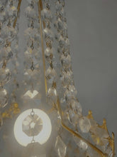 Load image into Gallery viewer, A Large Empire Style Table Lamp Made Of Chiselled Brass Covered With Octagonal Glass Chains