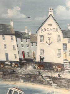 Anchored At The Quay By Ruth Parker Beautifully Mounted And Framed Under Glass