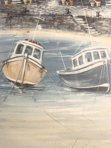 Anchored At The Quay By Ruth Parker Beautifully Mounted And Framed Under Glass