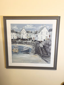 Anchored At The Quay By Ruth Parker Beautifully Mounted And Framed Under Glass