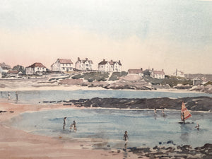 Gwyneth Ryder Signed Print '' Treasddur bay Isle Of Anglesey North Wales