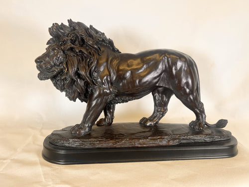 A Striking Lion Cast From Bronze With Amazing Detail