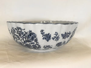 Huge Oriental Ironstone Blue And White Bowl With Floral Decoration
