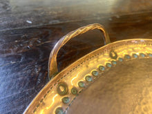 Load image into Gallery viewer, Very Attractive Large Antique Arts And Crafts Solid Hammered Copper Gallery Serving Tray