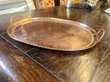 Load image into Gallery viewer, Very Attractive Large Antique Arts And Crafts Solid Hammered Copper Gallery Serving Tray
