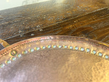 Load image into Gallery viewer, Very Attractive Large Antique Arts And Crafts Solid Hammered Copper Gallery Serving Tray