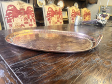 Load image into Gallery viewer, Very Attractive Large Antique Arts And Crafts Solid Hammered Copper Gallery Serving Tray