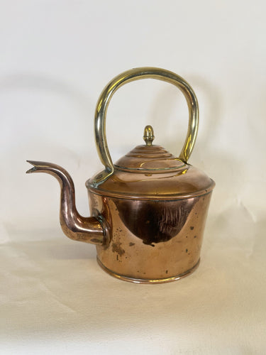 An Antique Smaller Sized Fireside Victorian Kettle Made From English Copper