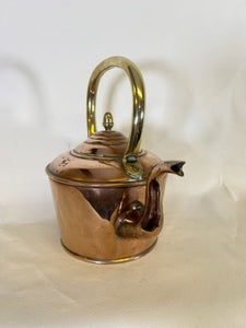 An Antique Smaller Sized Fireside Victorian Kettle Made From English Copper