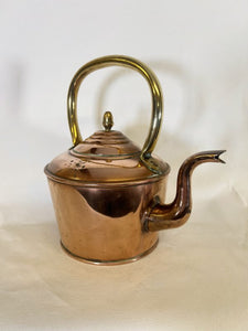 An Antique Smaller Sized Fireside Victorian Kettle Made From English Copper