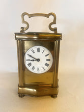 Load image into Gallery viewer, A Fully Glazed Classic Corniche Polished Brass Carriage Clock With A Fine White Enamel Dial