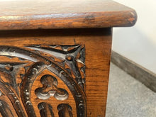 Load image into Gallery viewer, A Georgian Style Oak Coffer Featuring Deeply Carved Gothic Arcading And Panelled Front