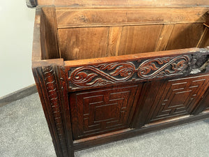 A William III Period Coffer Constructed From Richly Patinated Oak C. 1700