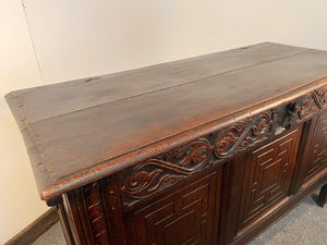 A William III Period Coffer Constructed From Richly Patinated Oak C. 1700