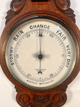 Load image into Gallery viewer, An Edwardian Oak Banjo Aneroid Wall Barometer By Stokes And Watson Manchester C.1880
