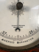 Load image into Gallery viewer, An Edwardian Oak Banjo Aneroid Wall Barometer By Stokes And Watson Manchester C.1880