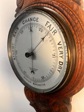 Load image into Gallery viewer, An Edwardian Oak Banjo Aneroid Wall Barometer By Stokes And Watson Manchester C.1880