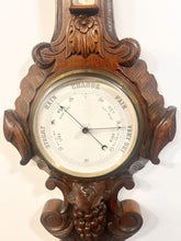 Load image into Gallery viewer, A Huge Edwardian Carved Oak Aneroid Barometer And Thermometer