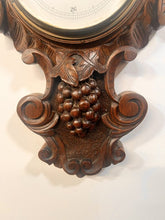 Load image into Gallery viewer, A Huge Edwardian Carved Oak Aneroid Barometer And Thermometer