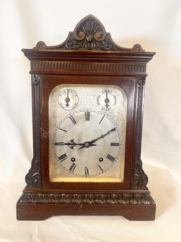 A Large Mahogany Mounted Striking Table Clock With Silvered Dial