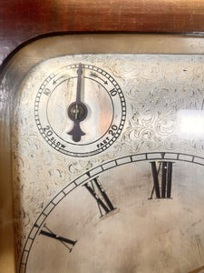 A Large Mahogany Mounted Striking Table Clock With Silvered Dial