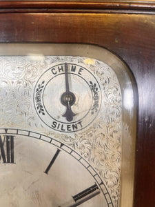 A Large Mahogany Mounted Striking Table Clock With Silvered Dial