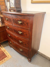 Load image into Gallery viewer, Antique English Flame Mahogany Bow Front Chest of Drawers