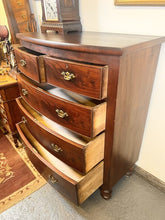 Load image into Gallery viewer, Antique English Flame Mahogany Bow Front Chest of Drawers