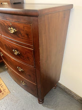 Load image into Gallery viewer, Antique English Flame Mahogany Bow Front Chest of Drawers