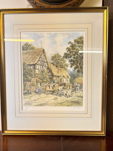 John L. Chapman Painting “Delivering The Milk” Pencil Signed Lower Right With Fine Art Guild Stamp