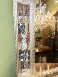 A Stunning Venetian Mirror With Etched And Cut Glass Decoration And Shaped Flowers To The Corners