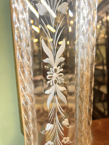 A Stunning Venetian Mirror With Etched And Cut Glass Decoration And Shaped Flowers To The Corners