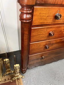 An Impressive Large Flame Mahogany Scotch Chest Flanked With Octagonal Columns