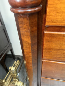 An Impressive Large Flame Mahogany Scotch Chest Flanked With Octagonal Columns