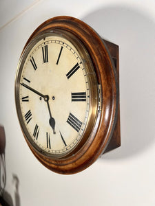 An immaculate large mahogany cased twin Fusee Striking wall clock housed in a mahogany case