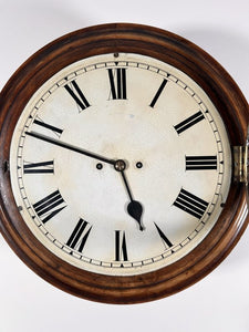 An immaculate large mahogany cased twin Fusee Striking wall clock housed in a mahogany case