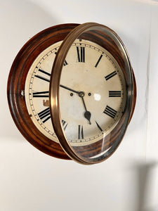 An immaculate large mahogany cased twin Fusee Striking wall clock housed in a mahogany case