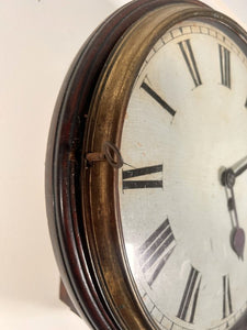 A Very Early Wooden Faced Fusee Wall Clock Housed In Its Mahogany Case