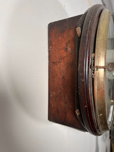 A Very Early Wooden Faced Fusee Wall Clock Housed In Its Mahogany Case
