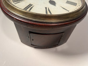 A Very Early Wooden Faced Fusee Wall Clock Housed In Its Mahogany Case