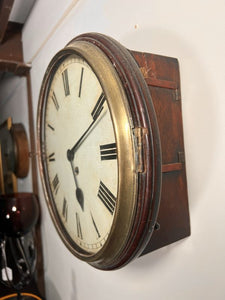 A Very Early Wooden Faced Fusee Wall Clock Housed In Its Mahogany Case